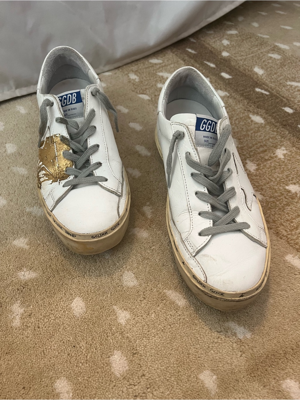 Golden Goose Hi Star Sneakers With Gold Foil Accent